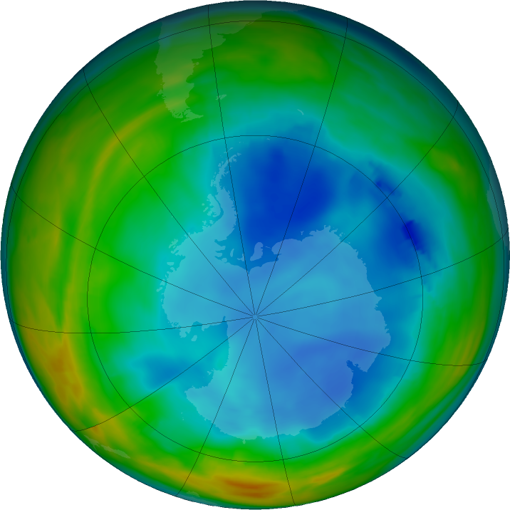 Antarctic ozone map for 14 July 2023